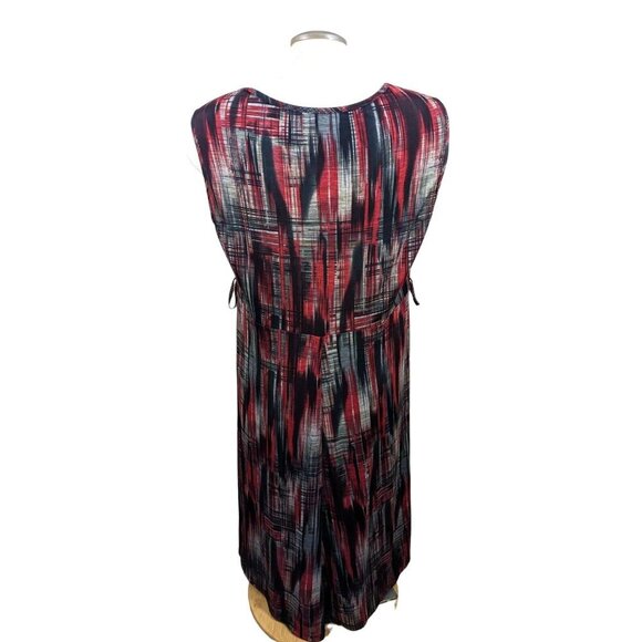 Womens Madras Plaid Midi Dress Plus Size 1X Red Black Sleeveless Empire Waist - Picture 2 of 4